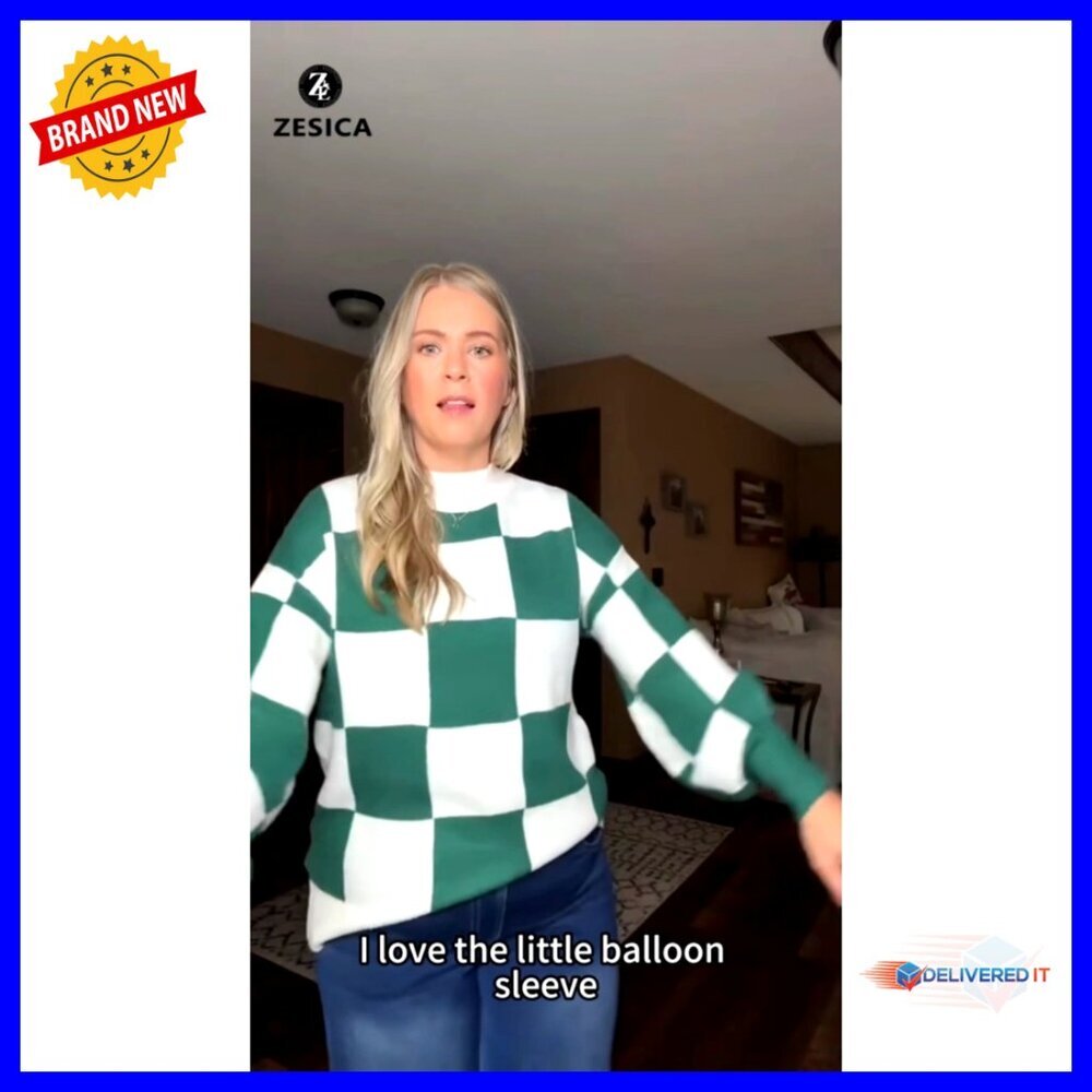 Striped Ribbed Knit Pullover Turtleneck Loose Fit Y2K Chic Sweater Top - Picture 7 of 7